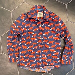 Mini Boden Kids' Vibrant Fox Print Button Down Shirt